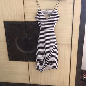 Navy and white stripped cut out dress